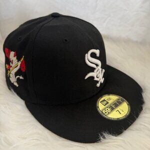 New Era 59FIFTY Chicago White Sox Fitted Hat | Black | Size 7 1/4 w/ batterman